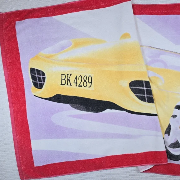 VTG Ferrari Sports Car Print Extra Large Cotton Beach Towel Y2K Retro Sporty XL - Picture 6 of 13